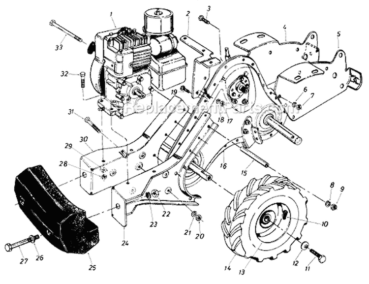 Page E Diagram and Parts List for 21430C 1986 MTD Tiller