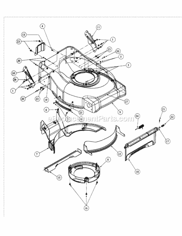 Cutter_Deck Diagram and Parts List for 214IP 51B-330-195 MTD Lawn Mower