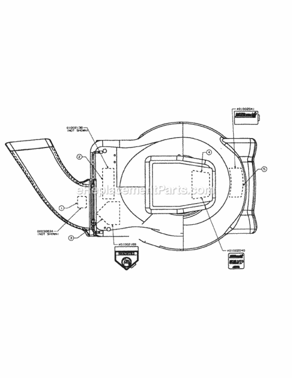 Decal Diagram and Parts List for 214IP 51B-330-195 MTD Lawn Mower