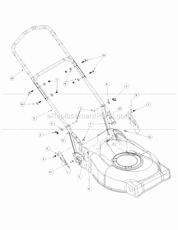 Handle Diagram and Parts List for 214IP 51B-330-195 MTD Lawn Mower