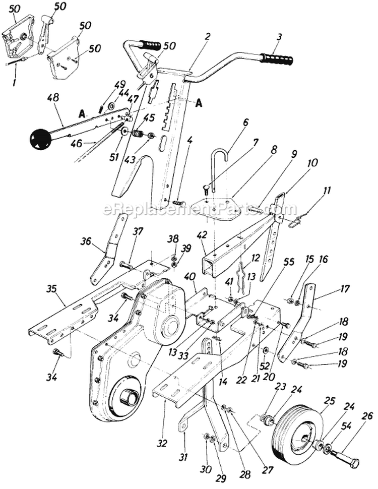 Page B Diagram and Parts List for 215-386-016 1985 MTD Tiller