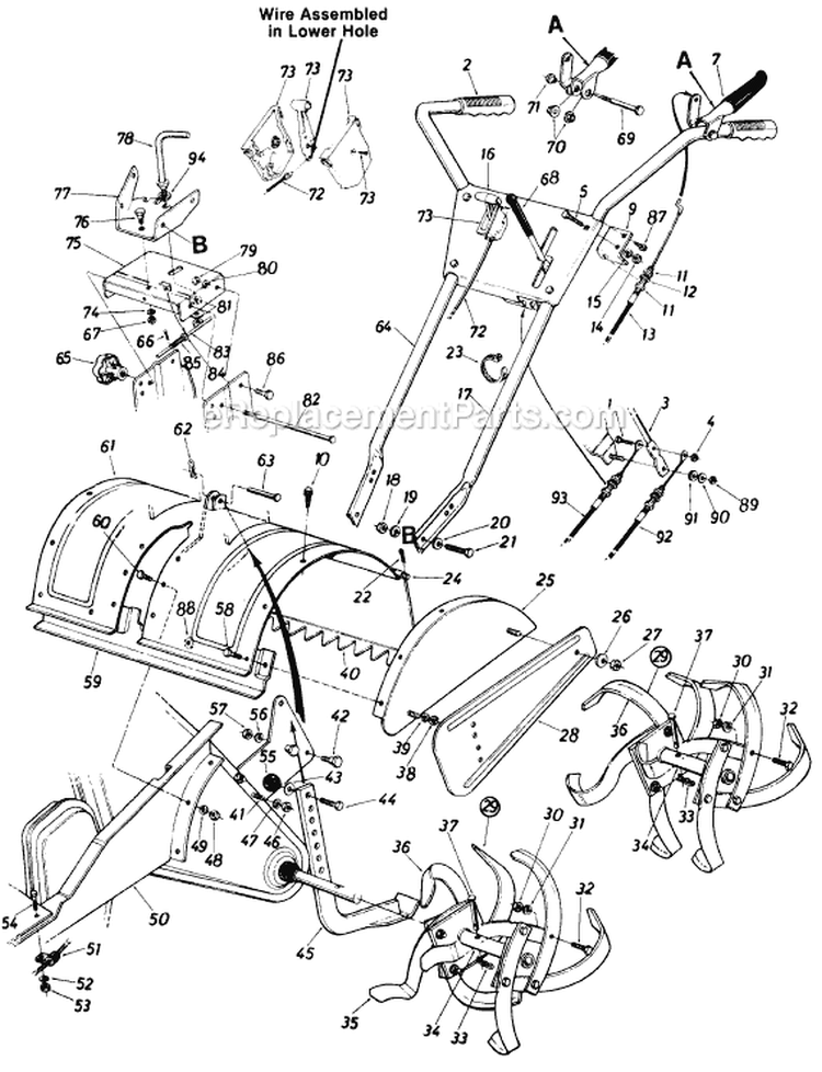 Page C Diagram and Parts List for 215-406-000 1985 MTD Tiller