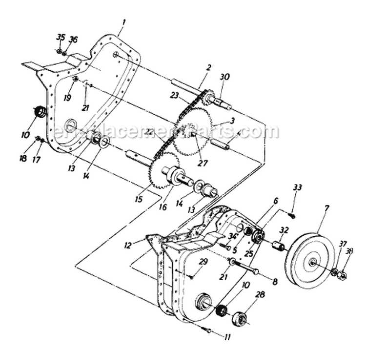 Page A Diagram and Parts List for 216-035-307 1996 MTD Tiller