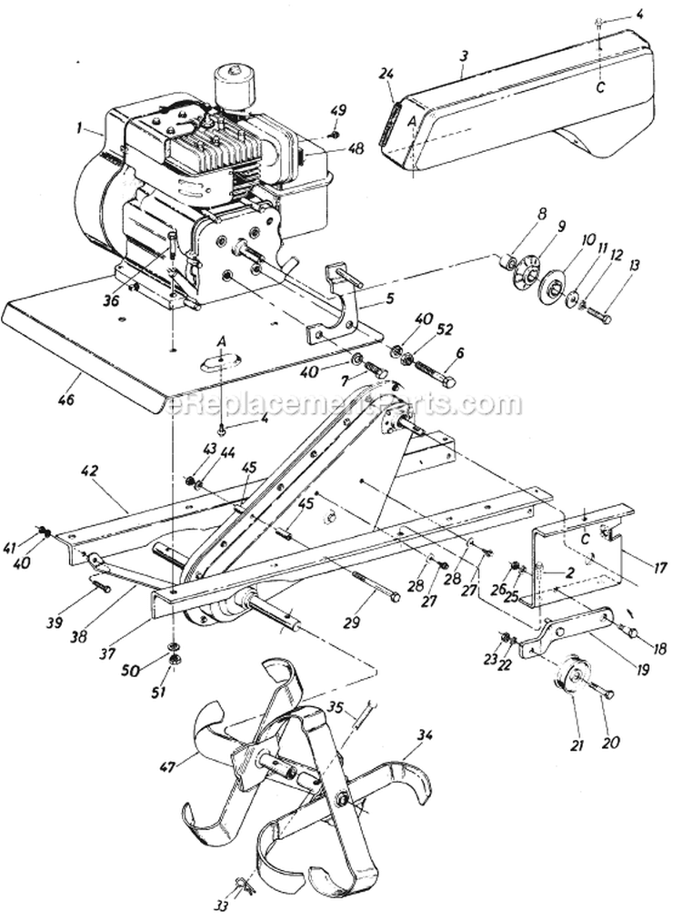 Page C Diagram and Parts List for 216-310-000 1986 MTD Tiller