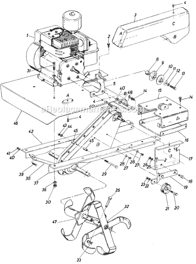 Page C Diagram and Parts List for 216-320-513 1986 MTD Tiller