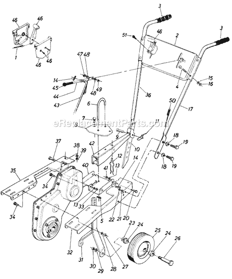 Page B Diagram and Parts List for 216-381-000 1986 MTD Tiller