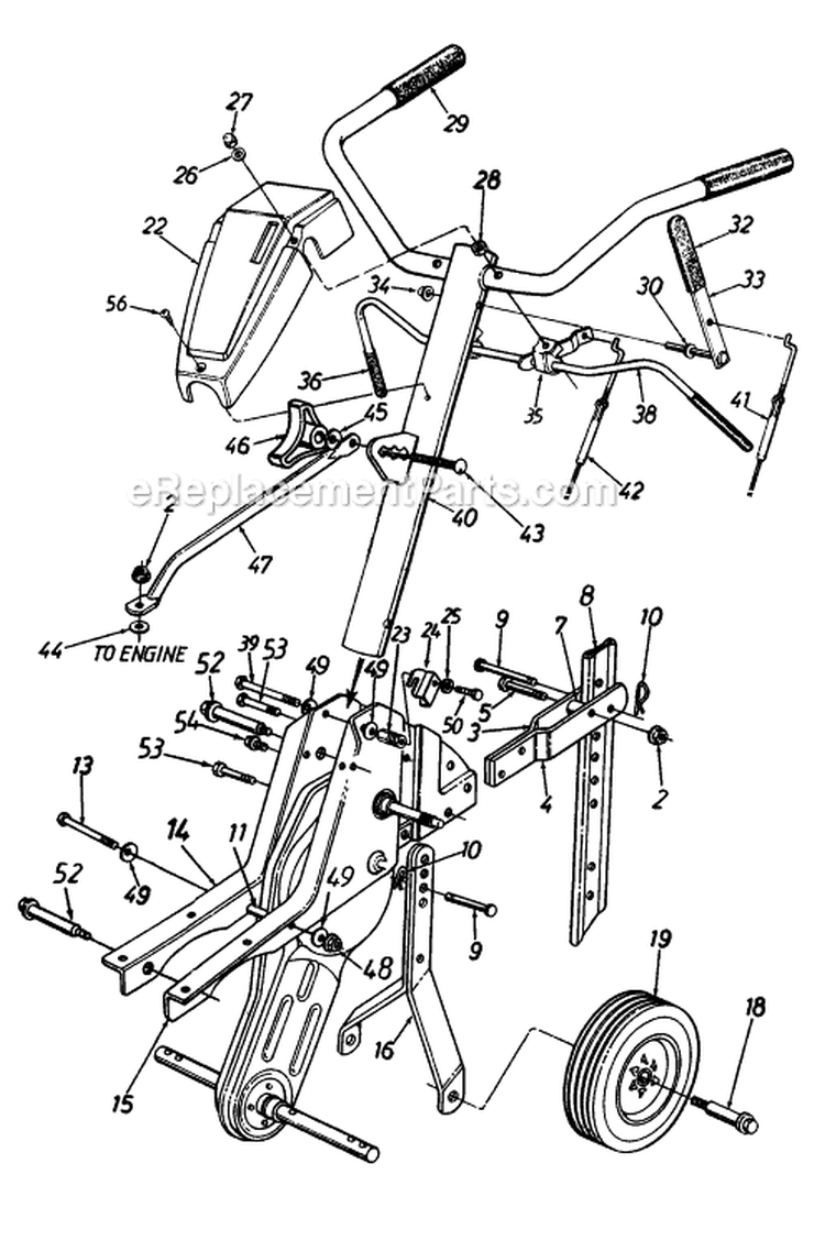 Page B Diagram and Parts List for 216-390-016 1996 MTD Tiller