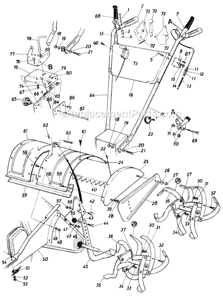 Page C Diagram and Parts List for 216-402-000 1986 MTD Tiller