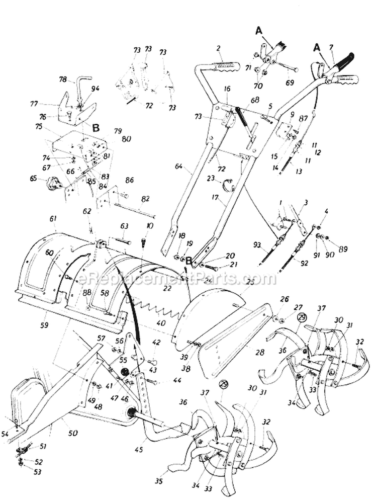 Page C Diagram and Parts List for 216-403-000 1986 MTD Tiller