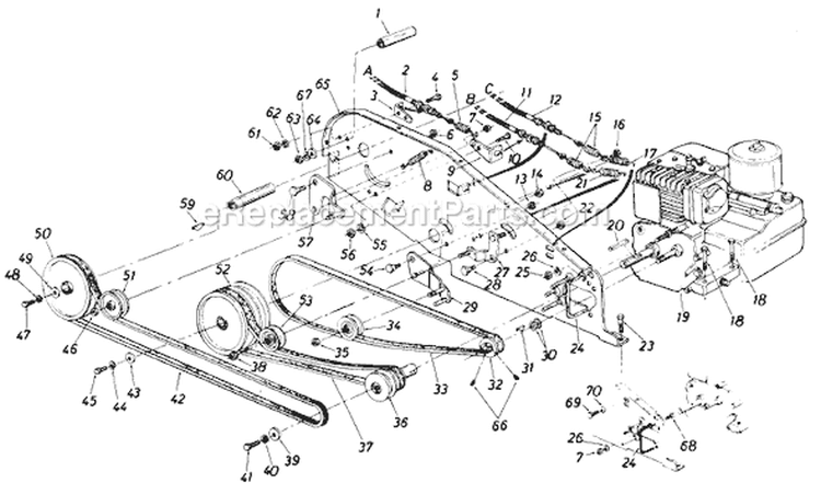Page D Diagram and Parts List for 216-403-000 1986 MTD Tiller