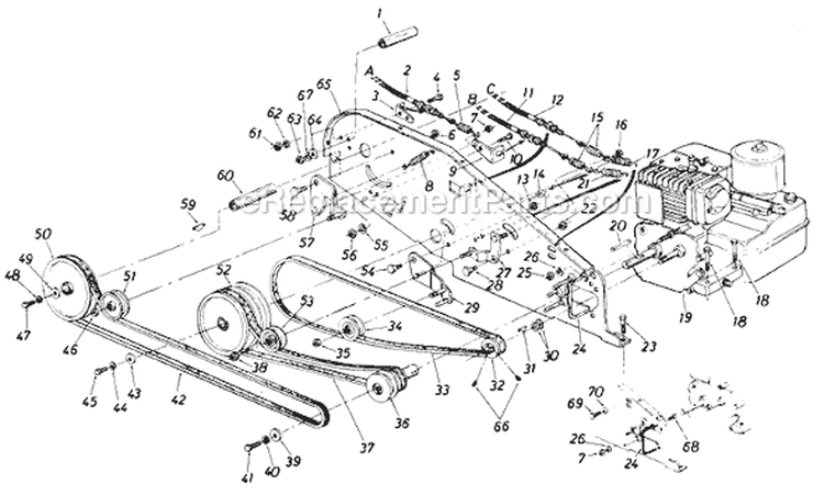 Page D Diagram and Parts List for 216-406-000 1986 MTD Tiller