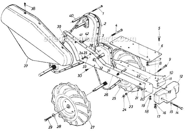 Page E Diagram and Parts List for 216-406-000 1986 MTD Tiller