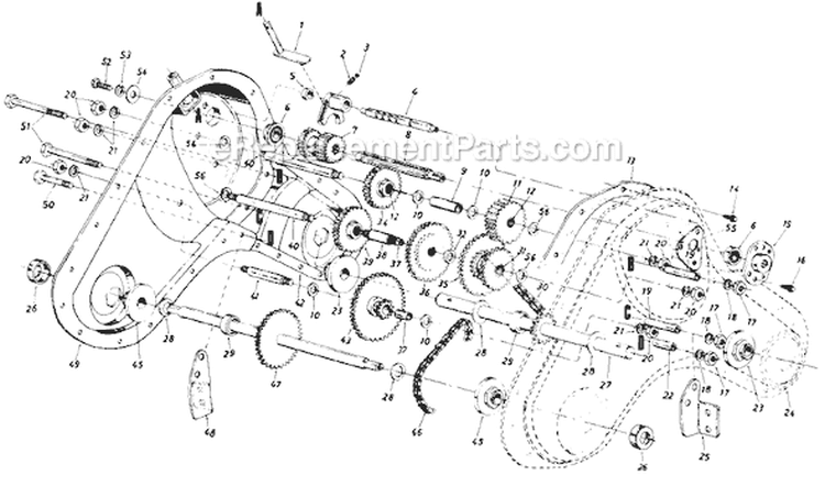 Page E Diagram and Parts List for 216-430-977 1986 MTD Tiller