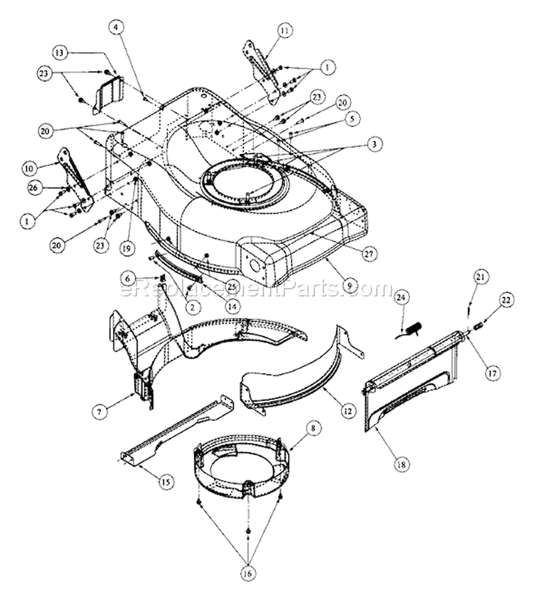 Page B Diagram and Parts List for 216KW 216 KW 52A-370-195 MTD Lawn Mower