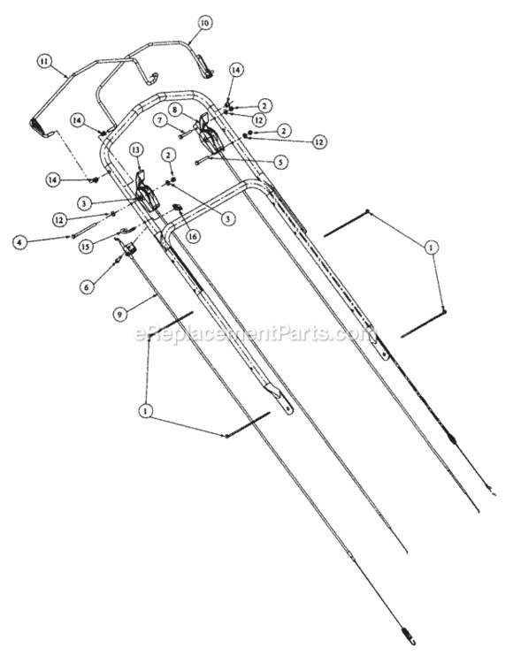 Control_Self_Propelled_Deck_Shift Diagram and Parts List for 216IP 52B-370-195 MTD Lawn Mower
