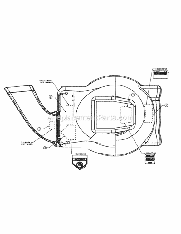 Decal Diagram and Parts List for 216KW 52A-370-195 MTD Lawn Mower
