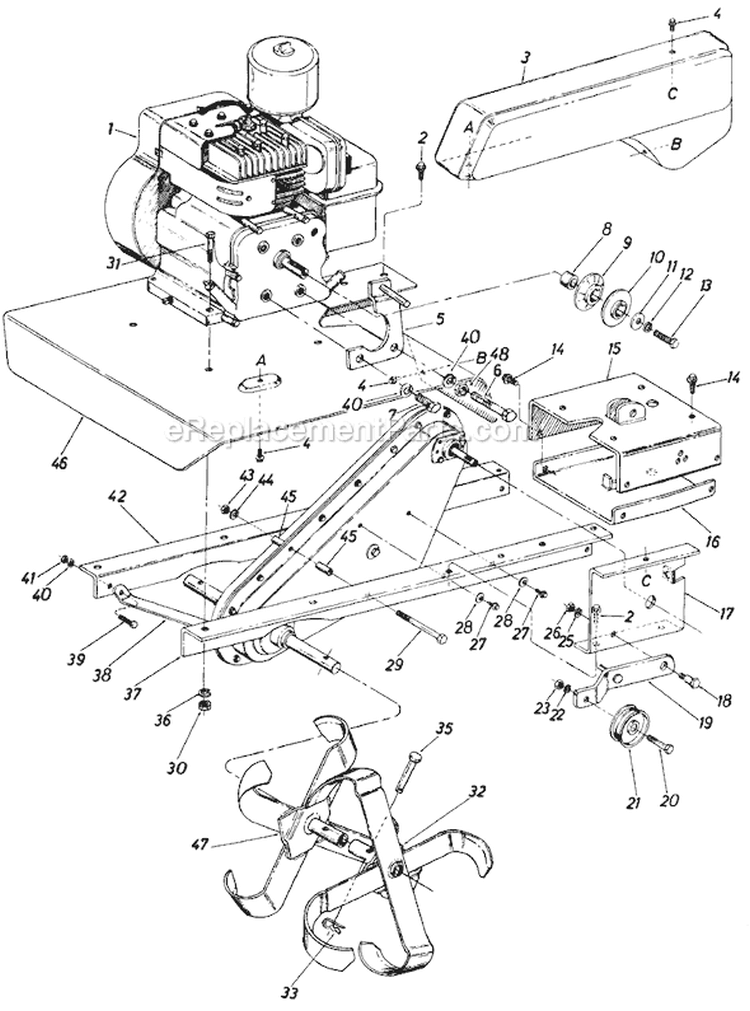 Page C Diagram and Parts List for 217-320-000 1987 MTD Tiller