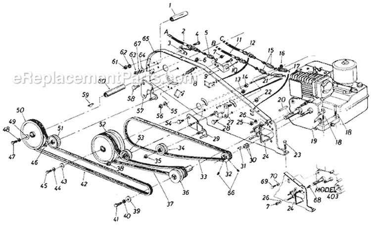 Page E Diagram and Parts List for 217-403-000 1987 MTD Tiller