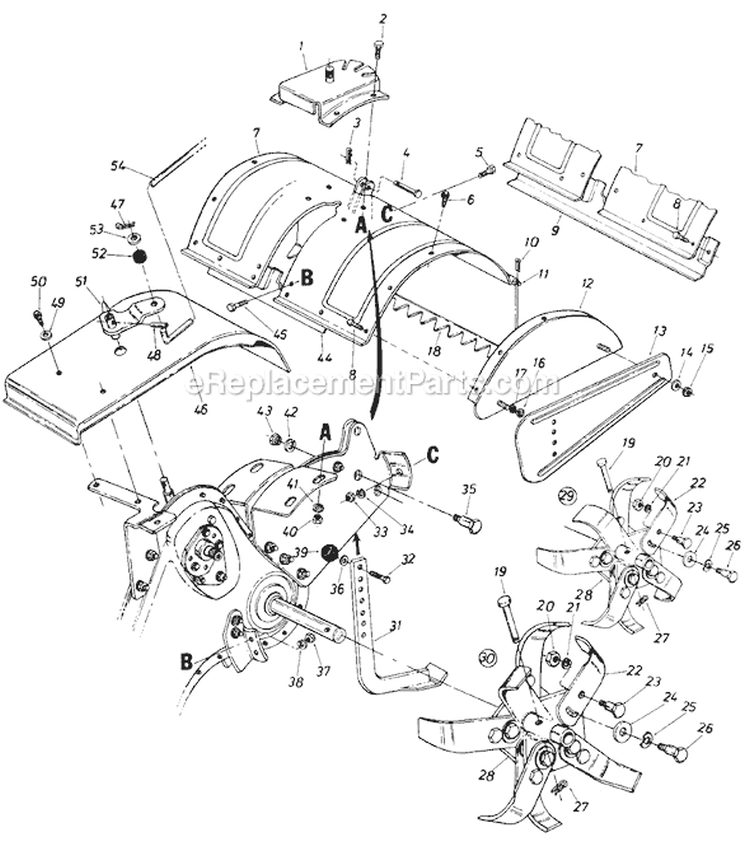 Page B Diagram and Parts List for 217-420-724 1987 MTD Tiller