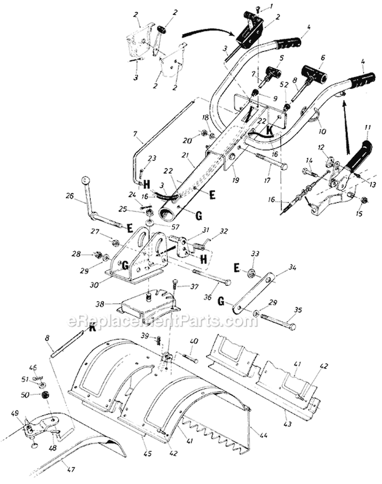 Page A Diagram and Parts List for 217-430-019 1987 MTD Tiller