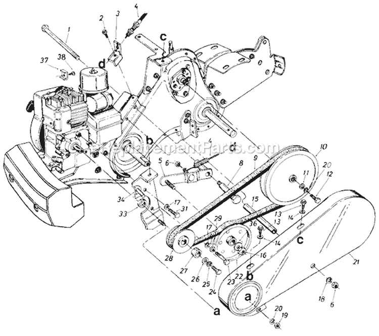 Page C Diagram and Parts List for 217-430-019 1987 MTD Tiller