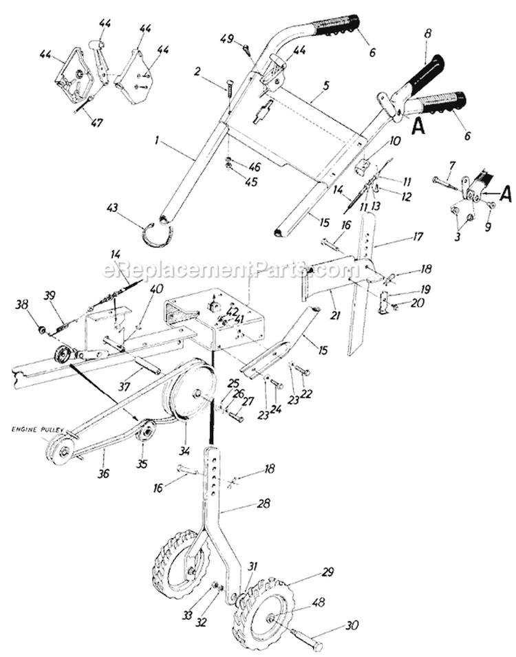Page B Diagram and Parts List for 21700-7 1987 MTD Tiller