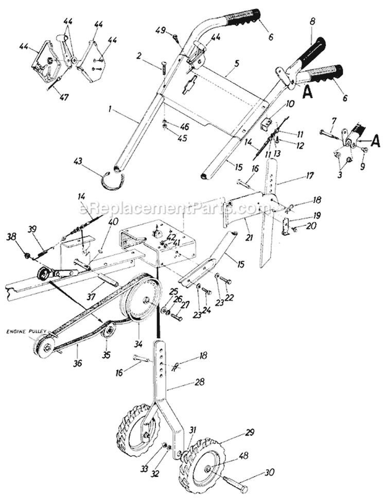 Page B Diagram and Parts List for 21700-9 1989 MTD Tiller