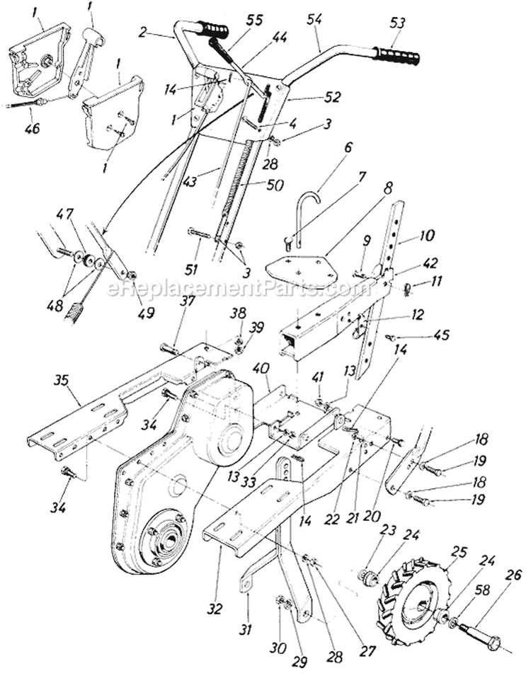 Page B Diagram and Parts List for 21757S 1985 MTD Tiller