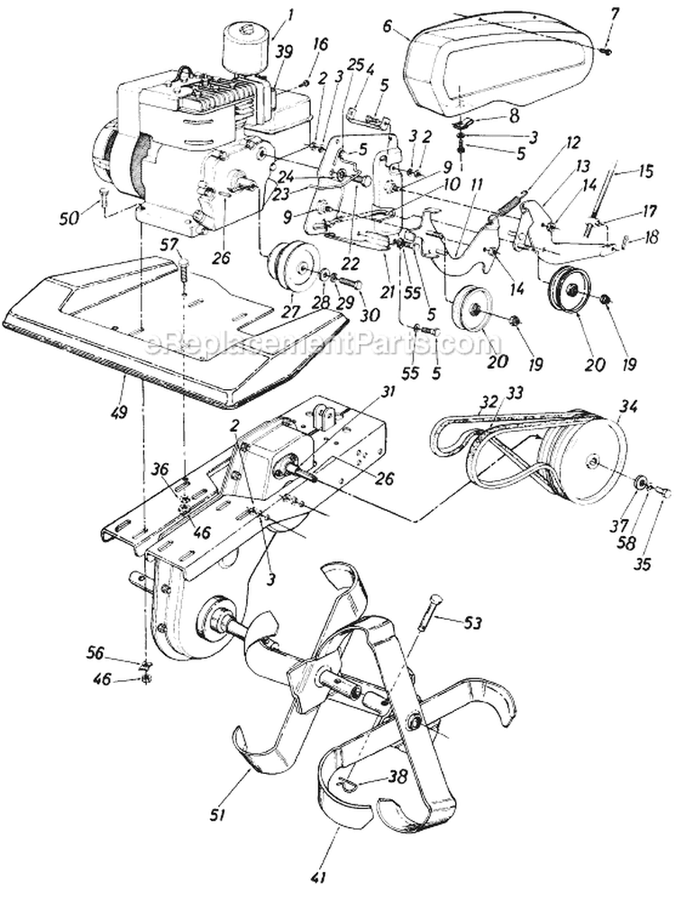 Page C Diagram and Parts List for 21757S 1985 MTD Tiller