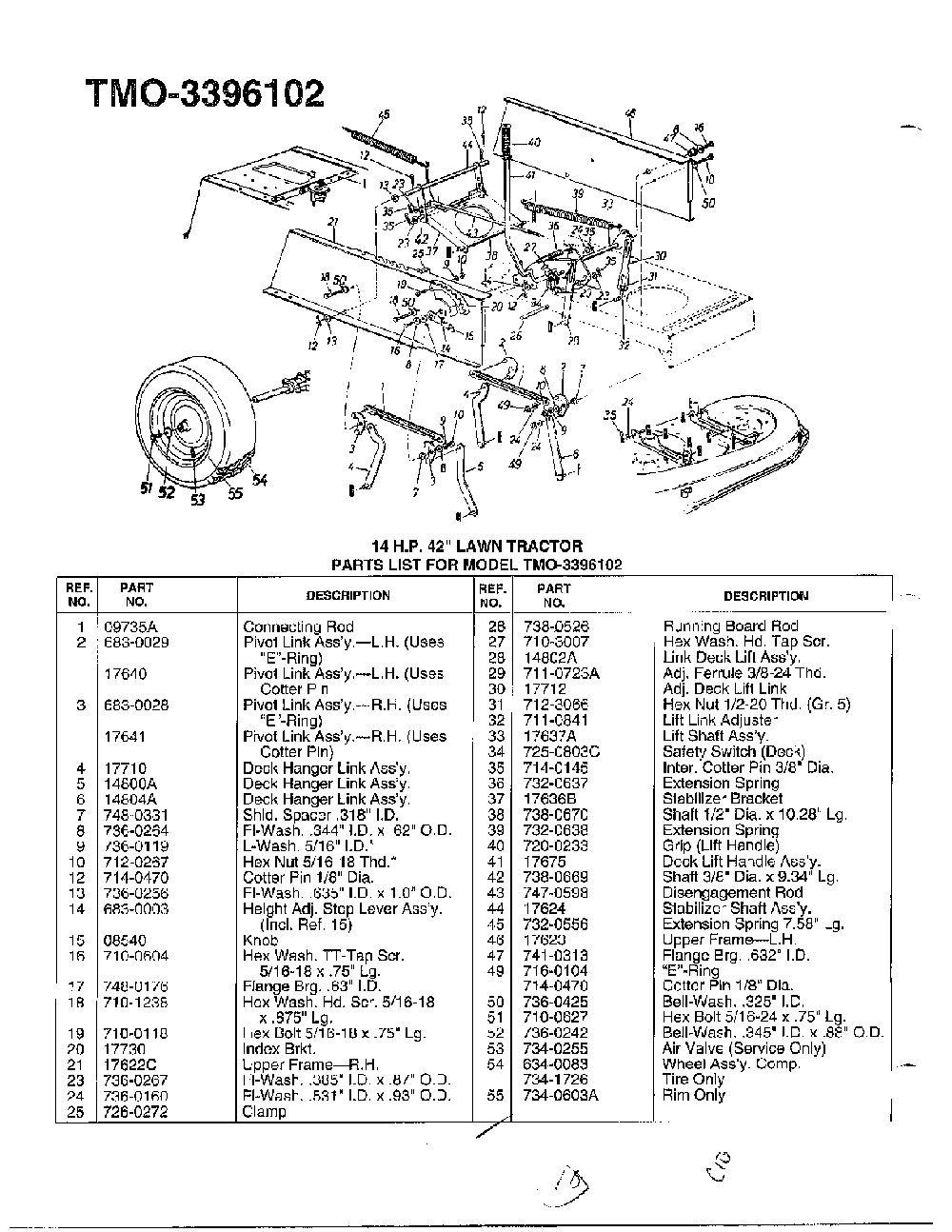 14hp 42" lawn tractor page 5 Diagram and Parts List for 3396102  MTD Lawn Tractor