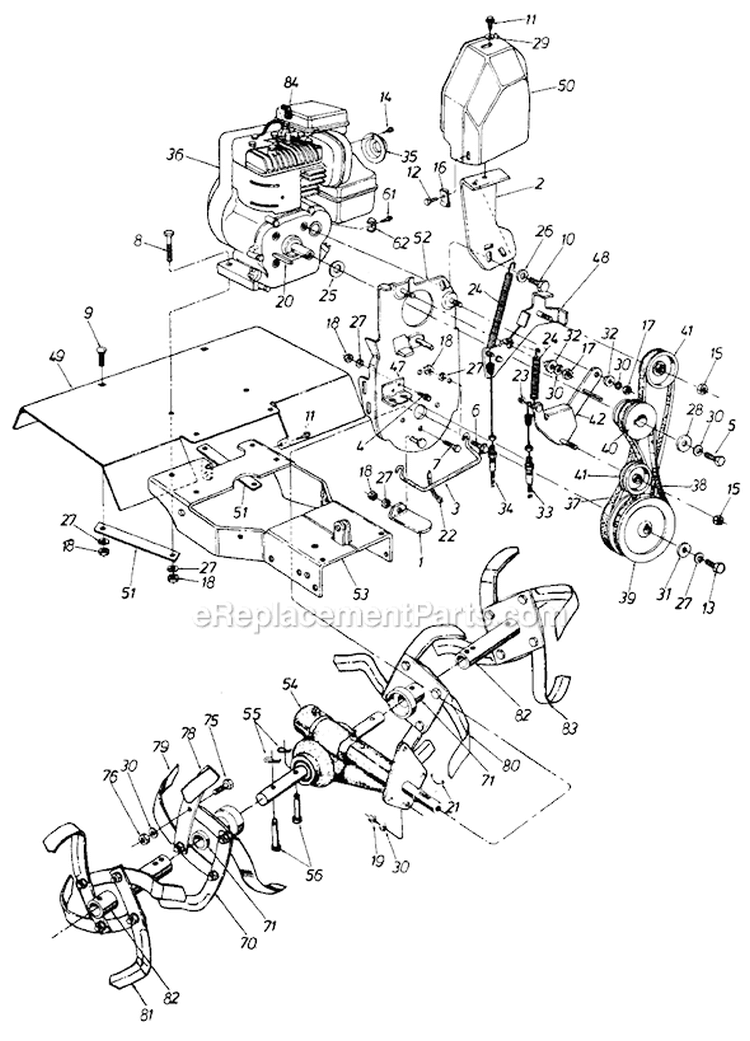 Page B Diagram and Parts List for 218-355-000 1988 MTD Tiller