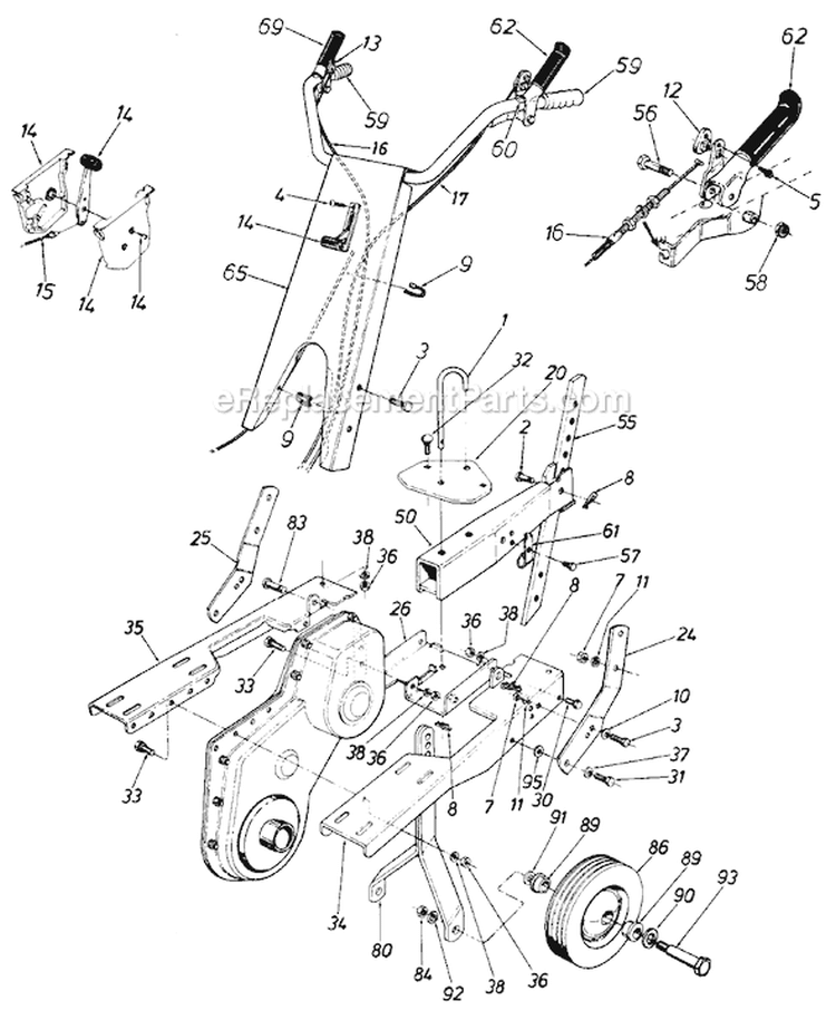 Page A Diagram and Parts List for 218-385-726 1988 MTD Tiller
