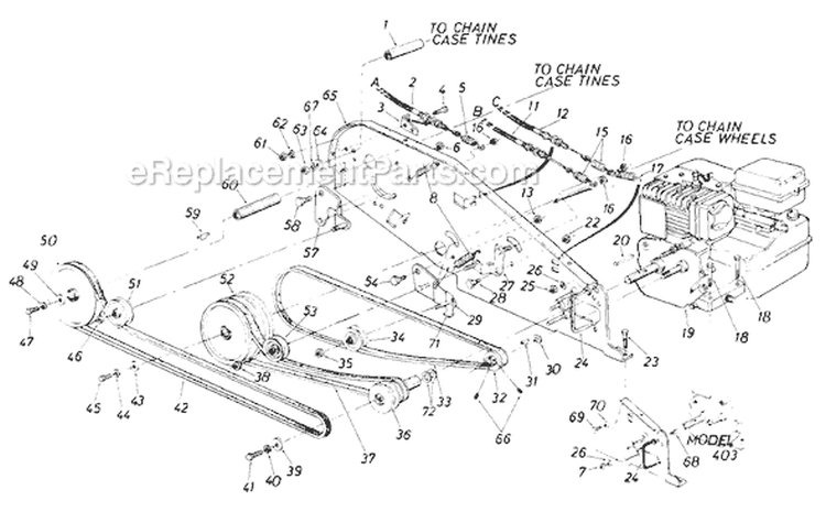 Page D Diagram and Parts List for 218-406-000 1988 MTD Tiller