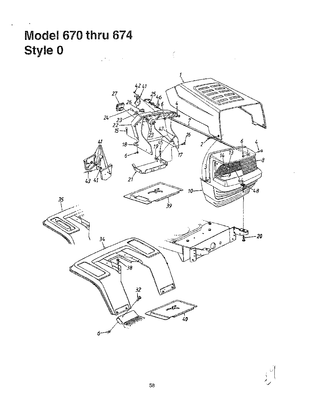 Style 0/hood Diagram and Parts List for SKU3104600  MTD Lawn Tractor