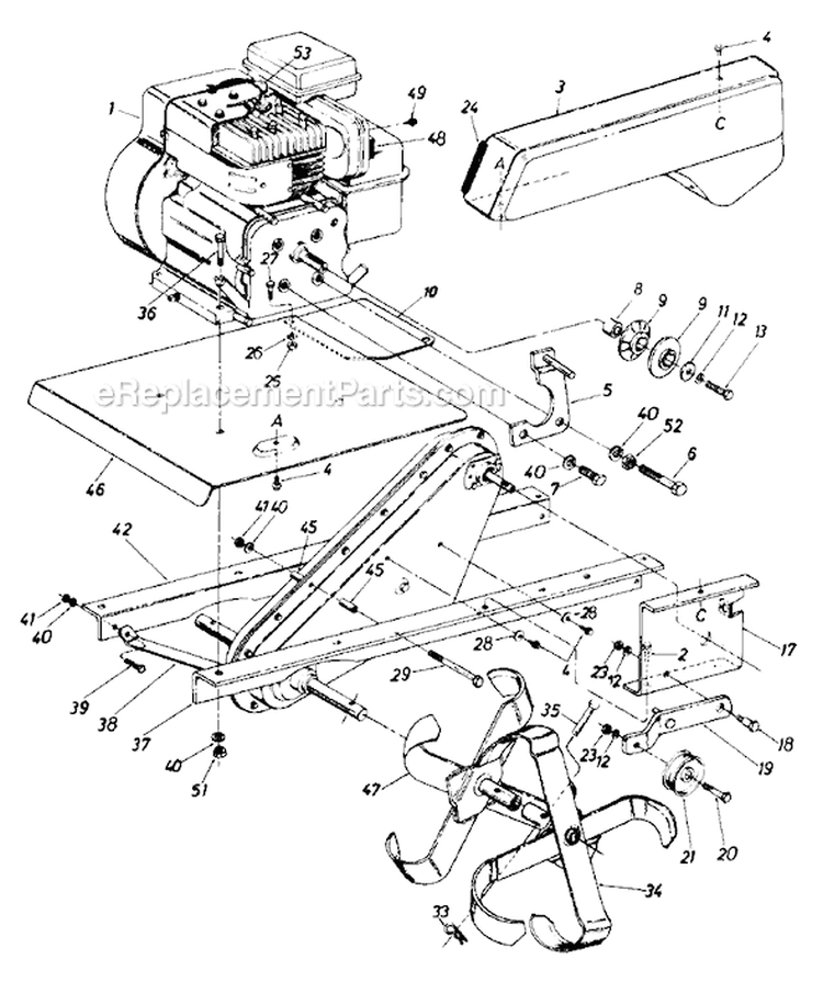 Page C Diagram and Parts List for 219-310-016 1989 MTD Tiller