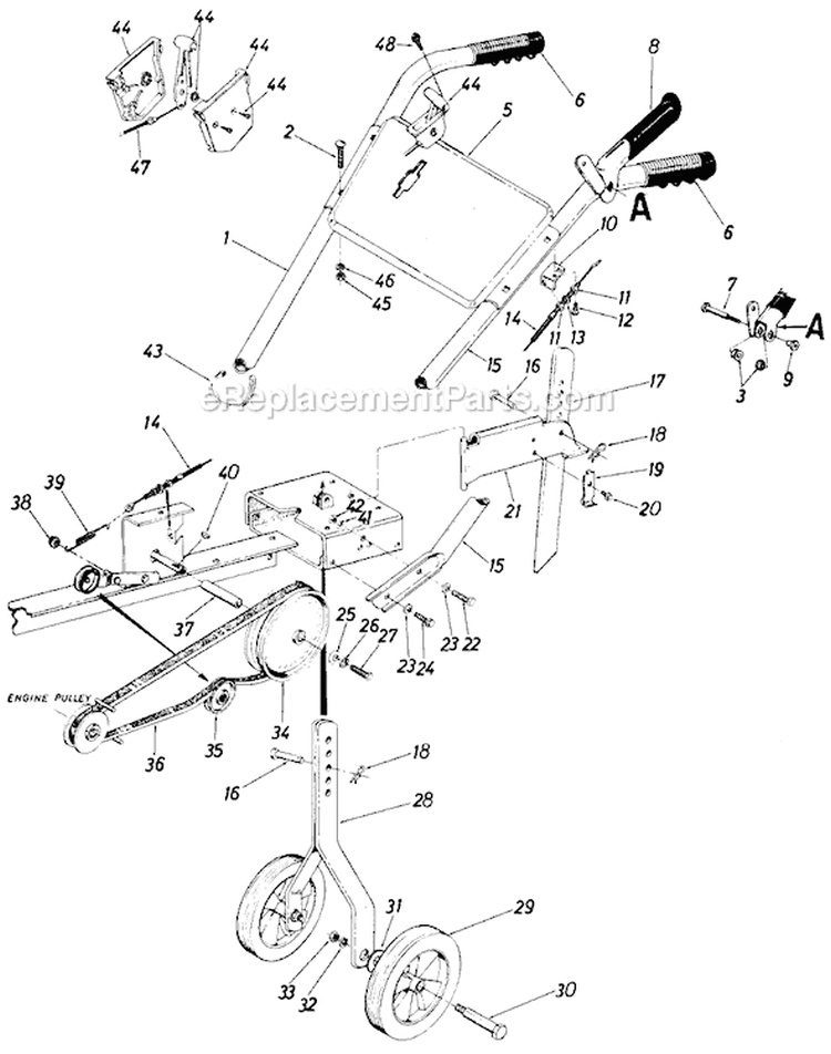 Page B Diagram and Parts List for 219-320-726 1989 MTD Tiller