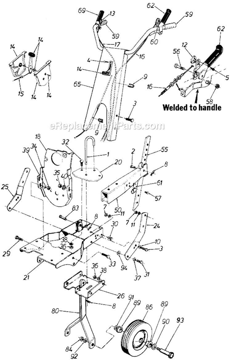 Page A Diagram and Parts List for 219-355-026 1989 MTD Tiller