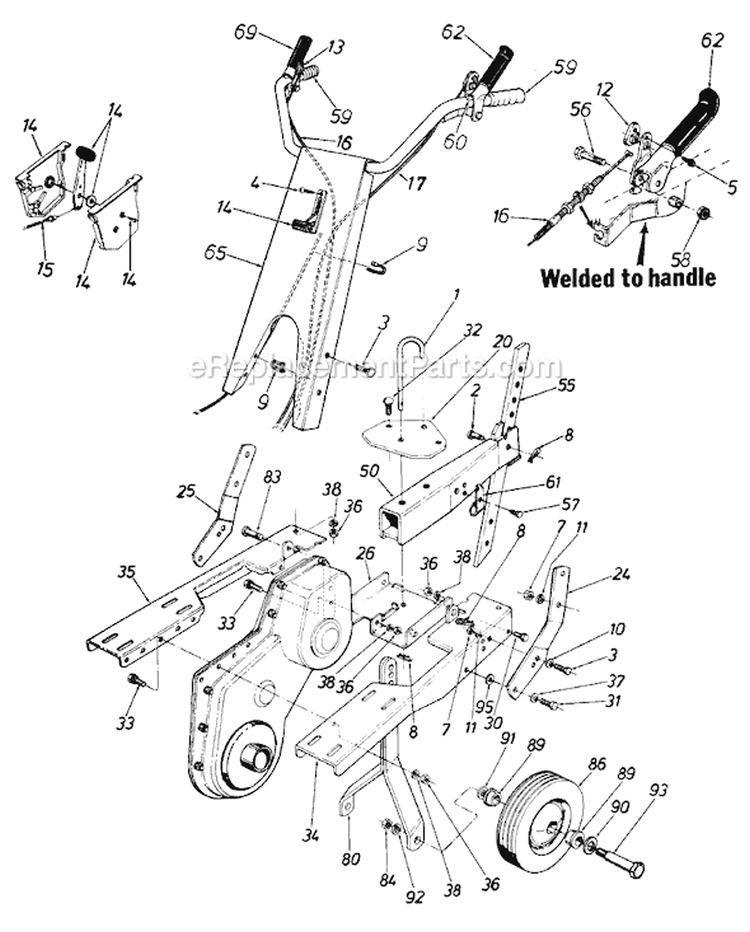 Page A Diagram and Parts List for 219-385-929 1989 MTD Tiller