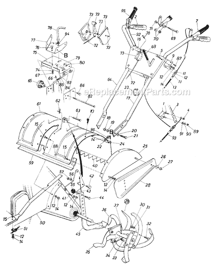 Page C Diagram and Parts List for 219-406-705 1989 MTD Tiller