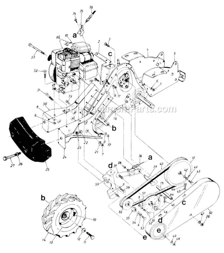 Page B Diagram and Parts List for 219-430-205 1989 MTD Tiller