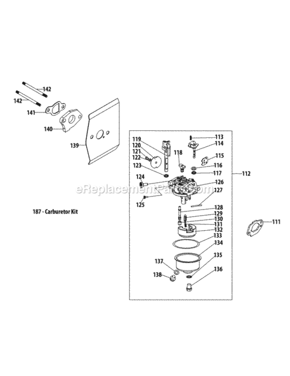 Page B Diagram and Parts List for 21A-24MA752 2013 MTD Lawn Mower