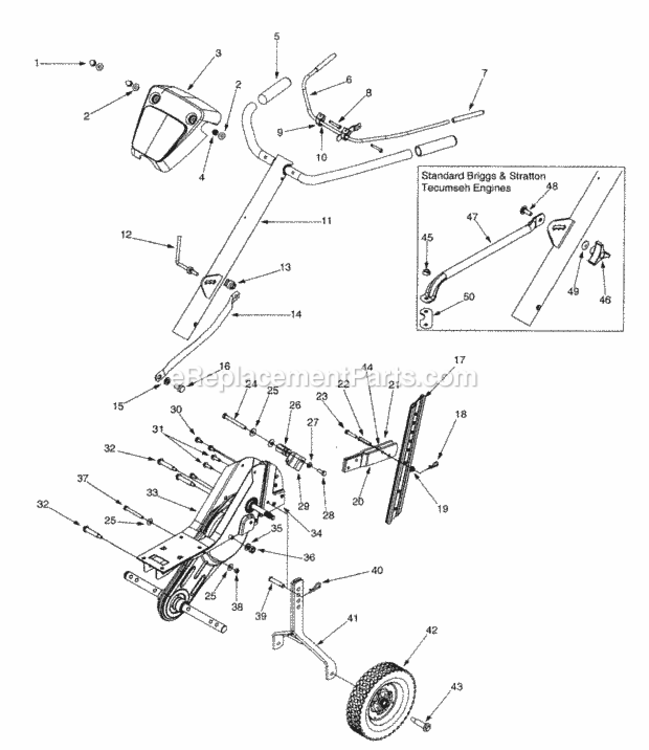 General_Assembly Diagram and Parts List for 21A-342A000 2001 MTD Tiller