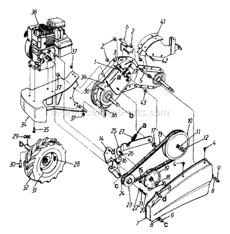 Page A Diagram and Parts List for 21A-417-033 2000 MTD Tiller
