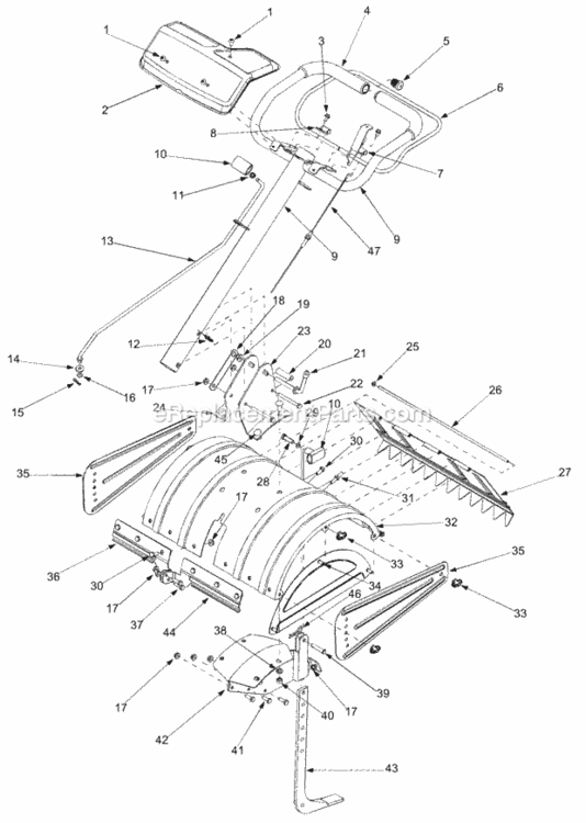 General_Assembly Diagram and Parts List for 21AA413B129 2003 MTD Tiller