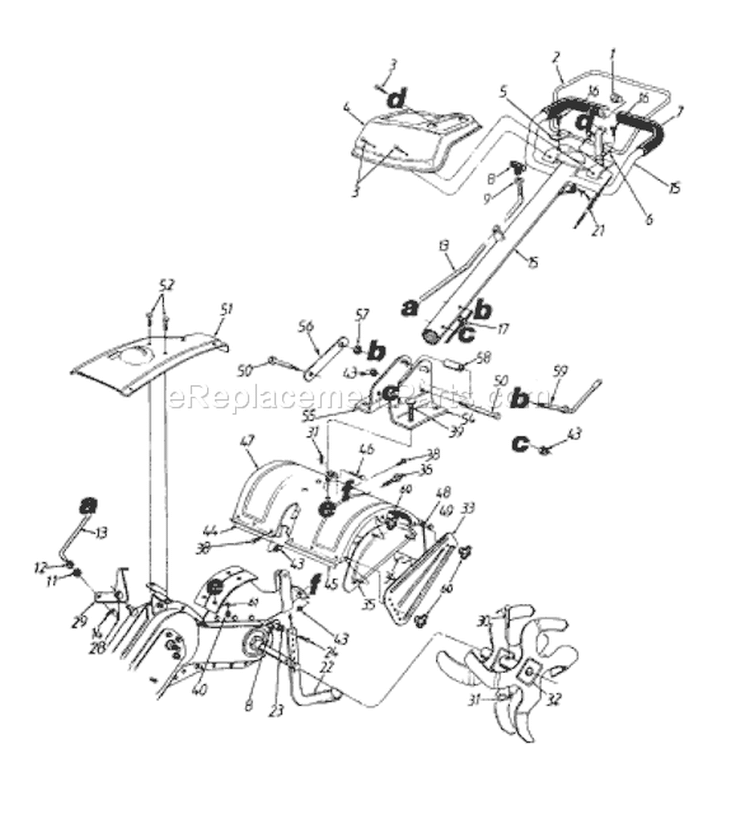 Page C Diagram and Parts List for 21AA412B033 2001 MTD Tiller