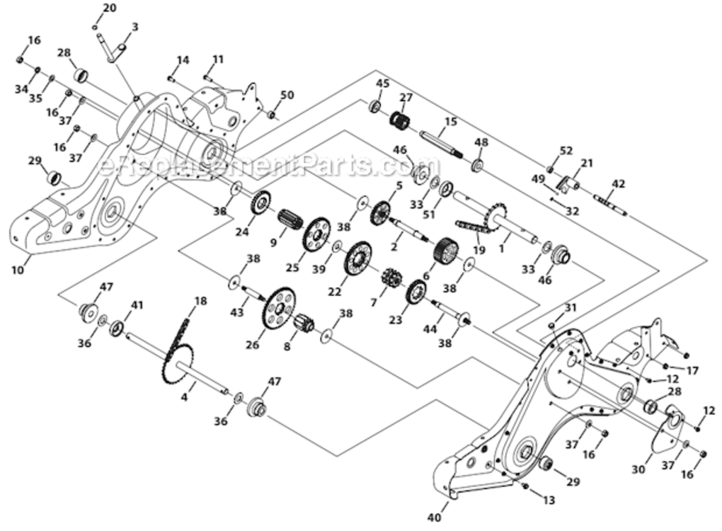 Transmission_Assembly Diagram and Parts List for 21AA45M5031  MTD Tiller