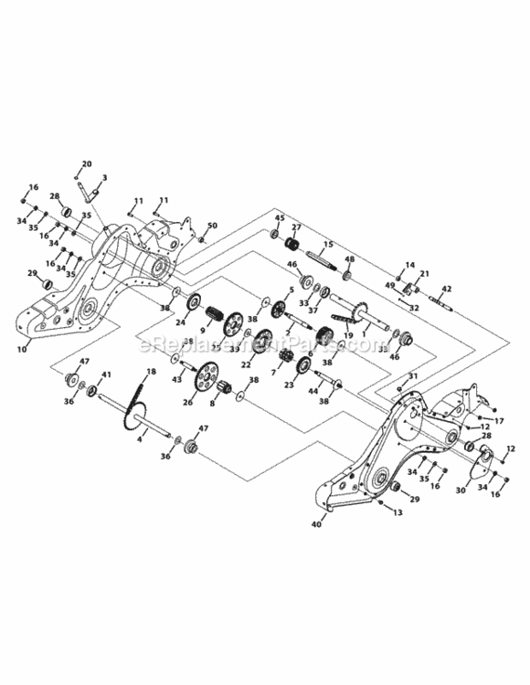 Transmission Diagram and Parts List for 21AB45M8704  MTD Tiller