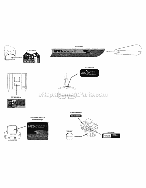 Label_Map Diagram and Parts List for 21AB45M8704  MTD Tiller