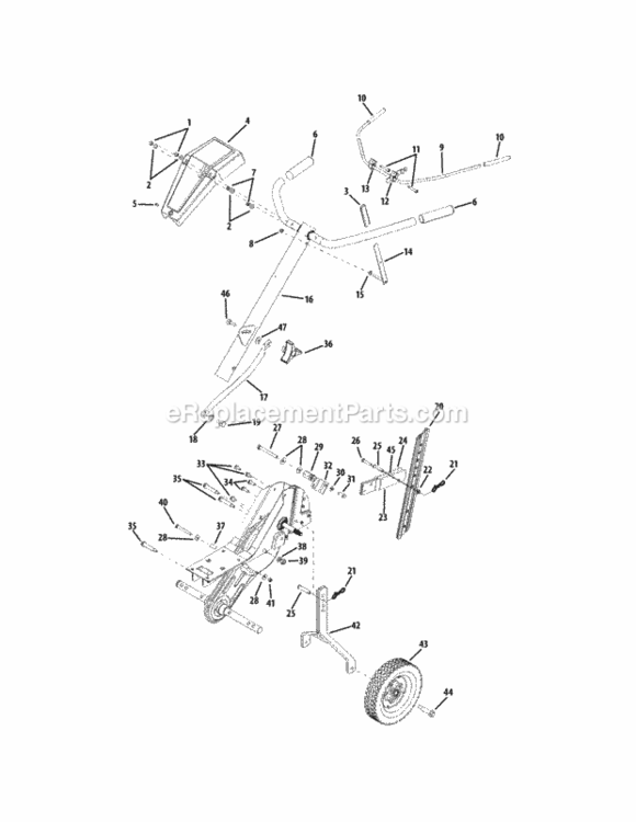 Handle_And_Wheel_300_Series Diagram and Parts List for 21B-392A004 2011 MTD Tiller