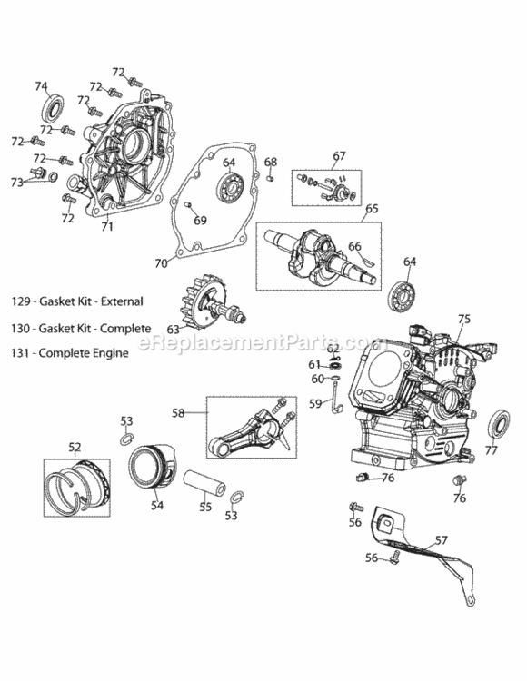 170-Vu_Crankshaft_And_Crankcase Diagram and Parts List for 21B-39M8704 2013 MTD Tiller